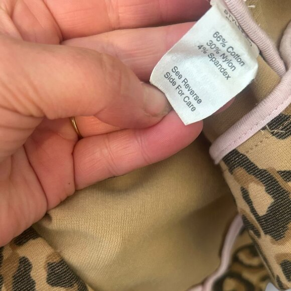 Leopard Coat Jacket Small Midi Twill 3/4 Sleeves Simple Collar 2000s EUC Fall - Picture 11 of 13